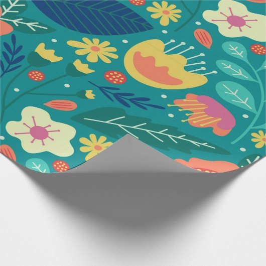 Farbenfrohe Frühlingsblumenmuster Geschenkpapier (Ecke)