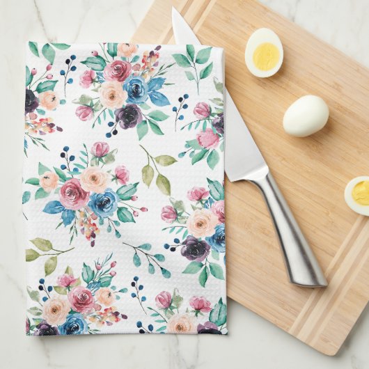 Farbenfrohe Frühlingsblumenmuster Geschirrtuch (Viertel Falte)