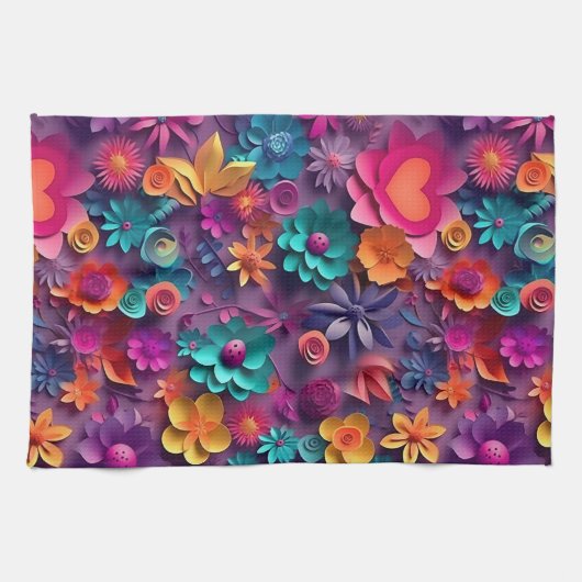 Farbenfrohe Frühlingsblumenmuster Geschirrtuch (Horizontal)
