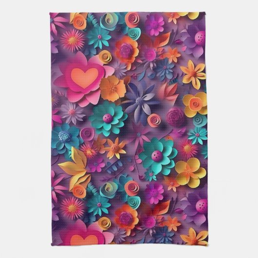 Farbenfrohe Frühlingsblumenmuster Geschirrtuch (Vertikal)