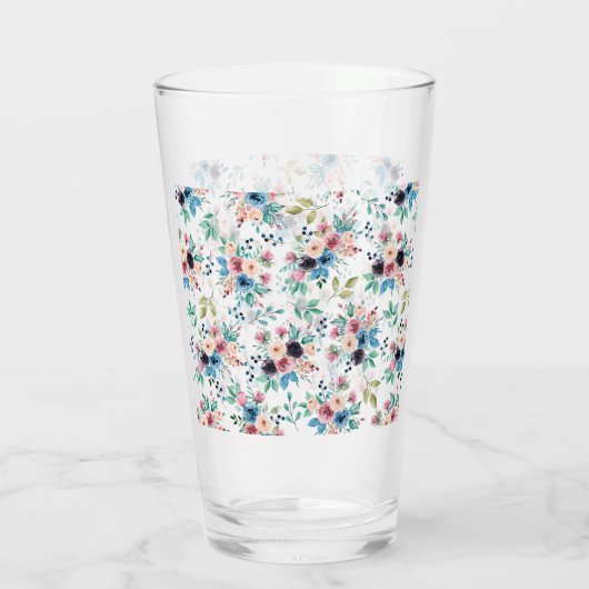 Farbenfrohe Frühlingsblumenmuster Glas (Rückseite)