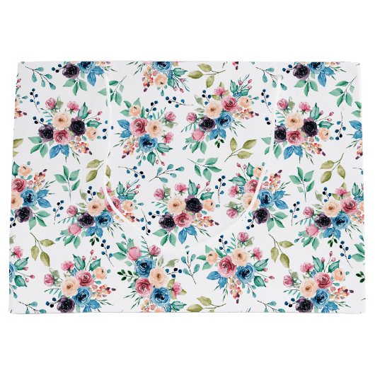 Farbenfrohe Frühlingsblumenmuster Große Geschenktüte (Vorderseite)