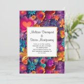 Farbenfrohe Frühlingsblumenmuster Hochzeit Einladung (Stehend Vorderseite)
