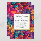 Farbenfrohe Frühlingsblumenmuster Hochzeit Einladung (Vorne/Hinten)