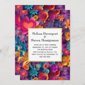 Farbenfrohe Frühlingsblumenmuster Hochzeit Einladung (Vorne/Hinten)