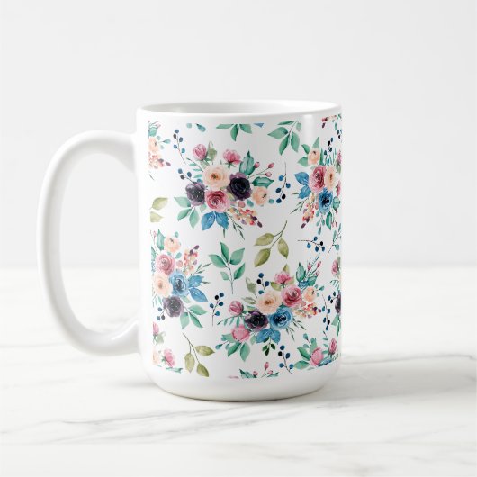 Farbenfrohe Frühlingsblumenmuster Kaffeetasse (Links)