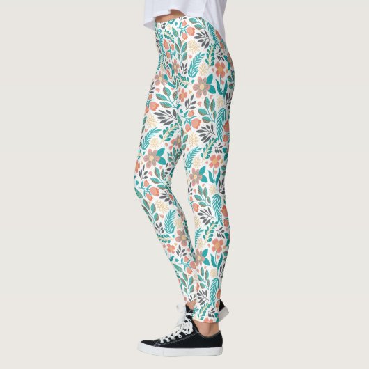 Farbenfrohe Frühlingsblumenmuster Leggings (Links)
