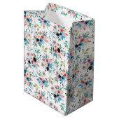Farbenfrohe Frühlingsblumenmuster Mittlere Geschenktüte (Rückseite Schrägansicht)