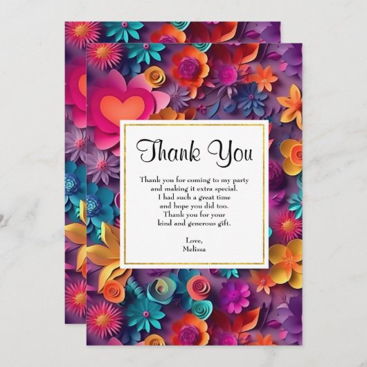 Farbenfrohe Frühlingsblumenmuster Muster Vielen Da Dankeskarte (Vorne/Hinten)
