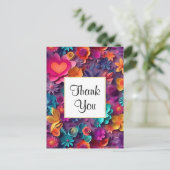 Farbenfrohe Frühlingsblumenmuster Muster Vielen Da Postkarte (Stehend Vorderseite)