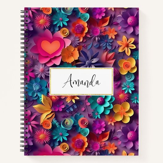 Farbenfrohe Frühlingsblumenmuster Notizblock (Vorderseite)