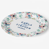 Farbenfrohe Frühlingsblumenmuster Pappteller (Schrägansicht)