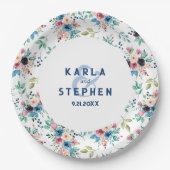 Farbenfrohe Frühlingsblumenmuster Pappteller (Vorderseite)