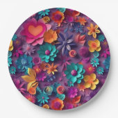 Farbenfrohe Frühlingsblumenmuster Pappteller (Vorderseite)