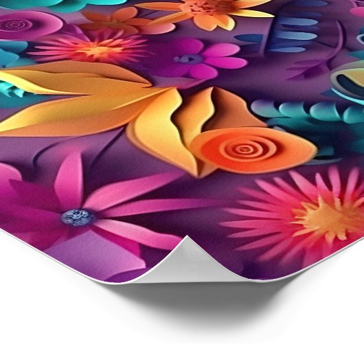 Farbenfrohe Frühlingsblumenmuster Poster (Ecke)