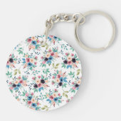 Farbenfrohe Frühlingsblumenmuster Schlüsselanhänger (Rückseite)