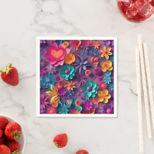 Farbenfrohe Frühlingsblumenmuster Serviette