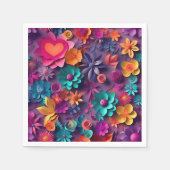 Farbenfrohe Frühlingsblumenmuster Serviette (Vorderseite)