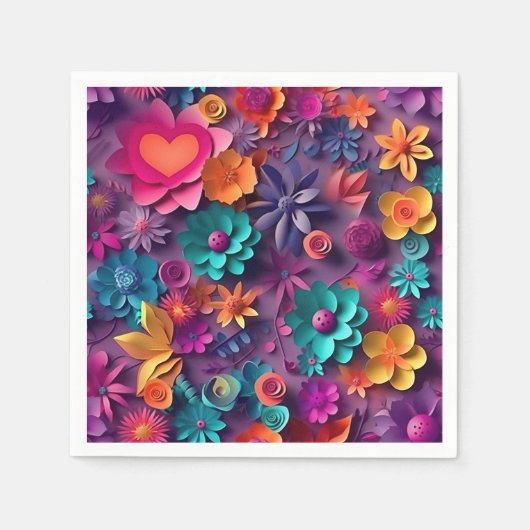 Farbenfrohe Frühlingsblumenmuster Serviette (Vorderseite)