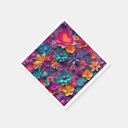 Farbenfrohe Frühlingsblumenmuster Serviette (Ecke)