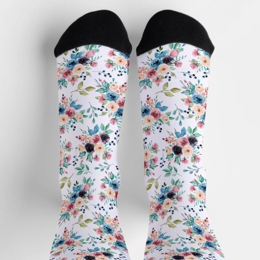 Farbenfrohe Frühlingsblumenmuster Socken (Oben)