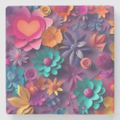 Farbenfrohe Frühlingsblumenmuster Steinuntersetzer (Vorderseite)