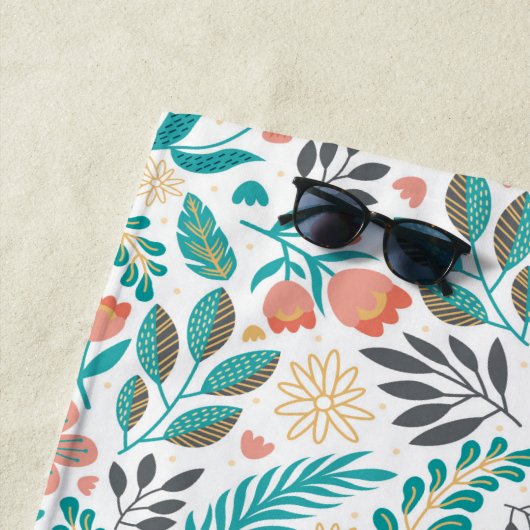 Farbenfrohe Frühlingsblumenmuster Strandtuch (Beispiel)