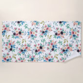 Farbenfrohe Frühlingsblumenmuster Strandtuch (Vorderseite)