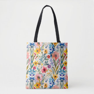 Farbenfrohe Frühlingsblumenmuster Tasche