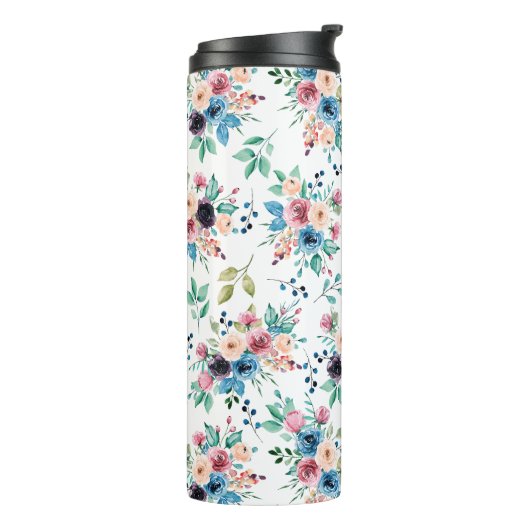 Farbenfrohe Frühlingsblumenmuster Thermosbecher (Nach links gedreht)