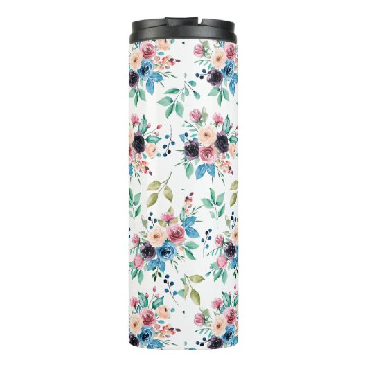 Farbenfrohe Frühlingsblumenmuster Thermosbecher (Rückseite)