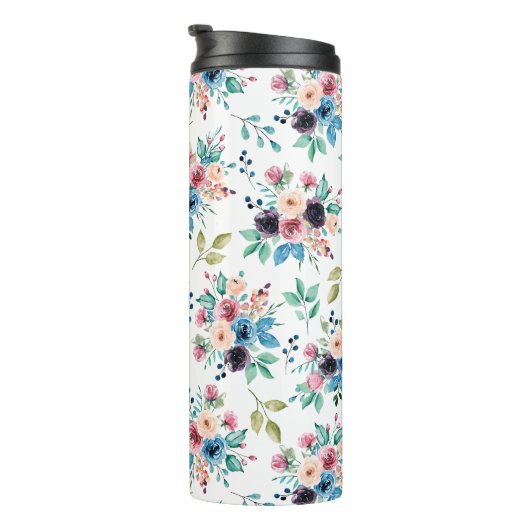 Farbenfrohe Frühlingsblumenmuster Thermosbecher (Nach rechts gedreht)