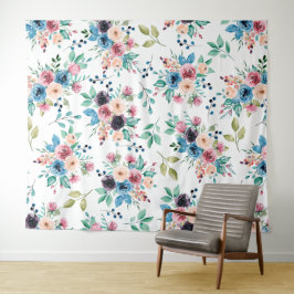 Farbenfrohe Frühlingsblumenmuster Wandteppich