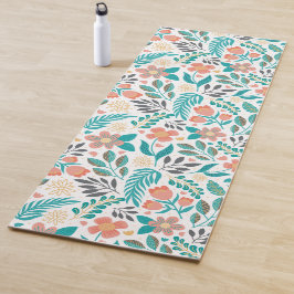 Farbenfrohe Frühlingsblumenmuster Yogamatte