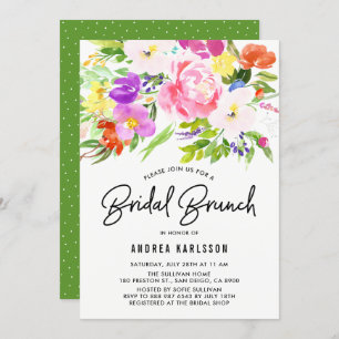 Farbenfrohe Frühlingsblüten Bridal Brunch Einladung