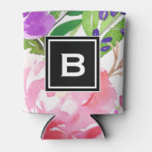 Farbenfrohe Frühlingsblüten florale Monogramm Dosenkühler (Vorderseite)