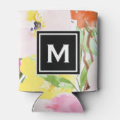 Farbenfrohe Frühlingsblüten florale Monogramm Dosenkühler (Rückseite)