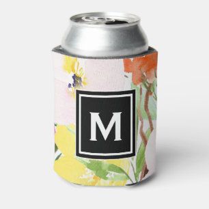 Farbenfrohe Frühlingsblüten florale Monogramm Dosenkühler
