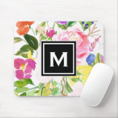 Farbenfrohe Frühlingsblüten florale Monogramm Mousepad (Mit Mouse)