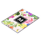 Farbenfrohe Frühlingsblüten florale Monogramm Notizblock (Linke Seite)