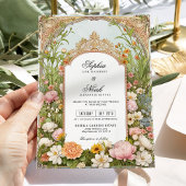 Farbenfrohe Frühlingsfeier Wildblume Vintager Gart Einladung