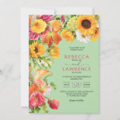 farbenfrohe Frühlingsflorale Hochzeitseinladung Einladung (Vorderseite)