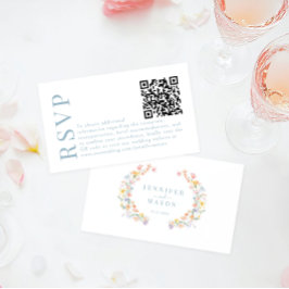 Farbenfrohe Frühlingskarte für RSVP-QR-Blume Begleitkarte