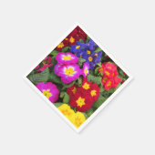 Farbenfrohe Frühlingsmedaille der Primulas-Blume Serviette (Ecke)