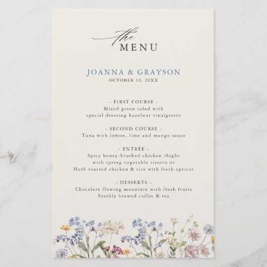 Farbenfrohe Frühlingsmenüs der Wildblume (Vorderseite)