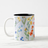 Farbenfrohe Frühlingsmesse Wildblume Wiese Zweifarbige Tasse (Links)