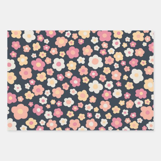 Farbenfrohe Frühlingsmessen Blumenpastel Ostern Geschenkpapier Set (Vorderseite)