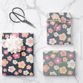 Farbenfrohe Frühlingsmessen Blumenpastel Ostern Geschenkpapier Set