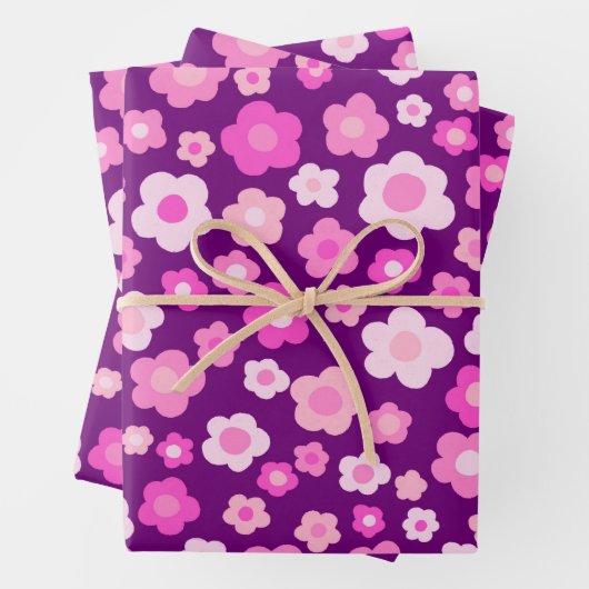 Farbenfrohe Frühlingsmilch Osterpink Lila Geschenkpapier Set (Beispiel)