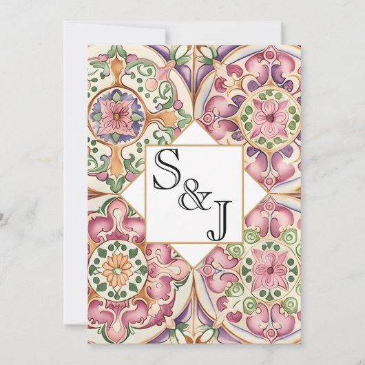 Farbenfrohe Frühlingsmischung und Match Tile Hochz Einladung (Rückseite)